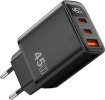 Адаптер сетевой Wiwu Wi-G011 45W Firefly GaN Fast Charger 2C+1A with digital display черный (black)