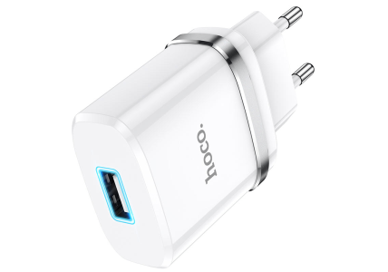 Адаптер сетевой HOCO N1 USB Single port charger белый (white)