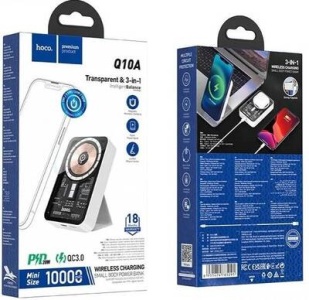 Аккумулятор портативный НОСО Q10A 10000 mAh 3in1 Transparent белый (white)
