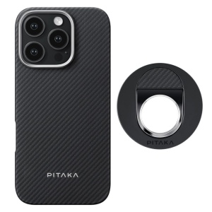 Защитный чехол iPhone 16 Pro Pitaka Ultra-Slim Case&Grip (черно/серый)