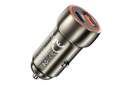 Адаптер автомобильный HOCO 1USBX Z46 серый (metal gray)