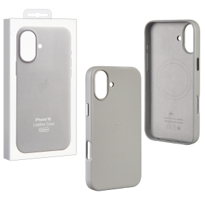 Защитный чехол iPhone 16 Leather Case Msafe серый (gray)