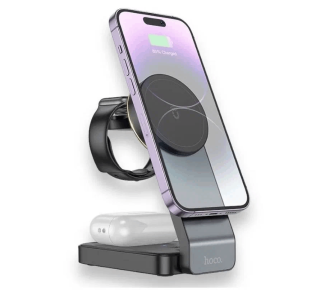 Беспроводное зарядное устройство HOCO CQ3 Folding Magnetic 3-in-1 черный (black)