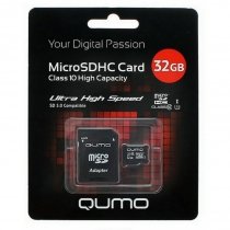 Карта памяти Micro SD 32Gb Qumo +SD адаптер (10 класс)