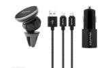 Автомобильный держатель awei X10 + Адаптер автомобильный/micro USB/lighting