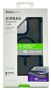 Защитный чехол iPhone 15 Pro Max Hoco Airbag Premium Msafe синий (blue)