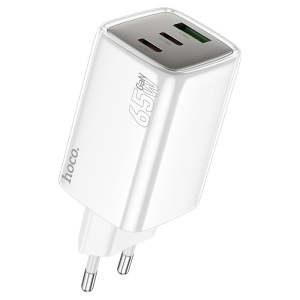 Адаптер сетевой HOCO N49 USB-C x2 + USB-A 65w белый (white)