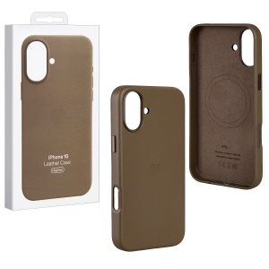 Защитный чехол iPhone 16 Leather Case Msafe коричневый (brown)