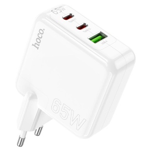 Адаптер сетевой HOCO C115A header PD65W Three Port Charger белый (white)