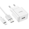 Адаптер сетевой HOCO N9 10.5W USB-lightning белый (white)