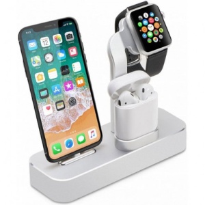 Беспроводное зарядное устройство Coteci 3-in-1 Charger CS7201 серебристый (silver)