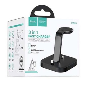 Беспроводное зарядное устройство HOCO CW43 3в1 Black (черное)