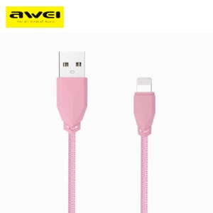 Дата кабель iPhone 5 Awei CL-981 плетенный,  rose gold (розовое золото)
