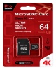 Карта памяти Micro SD 64Gb Qumo +SD адаптер Pro seria UHS-1 U3
