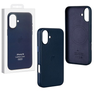 Защитный чехол iPhone 16 Leather Case Msafe сининй (dark blue)
