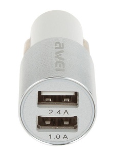 Адаптер автомобильный Awei 2USB C-100 (2,4A/1A) (белый)