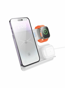 Беспроводное зарядное устройство HOCO CQ19 3-in-1 серебристый (silver)