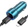 Адаптер автомобильный HOCO 2Type-C Z48 40W + кабель Type-C - Lightning (Синий)