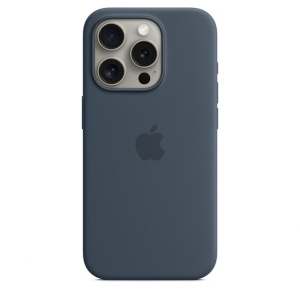 Защитный чехол iPhone 15 Pro Silicon Case Msafe синий (blue)