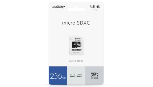 Карта памяти Micro SD 256 Gb Smart Buy+SD адаптер UНС-1