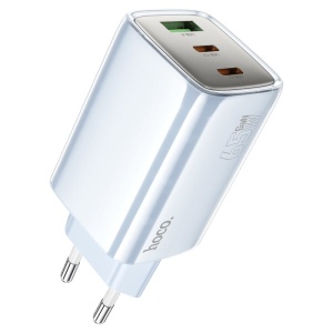 Адаптер сетевой HOCO N49 USB-C x2 + USB-A 65w синий (blue)