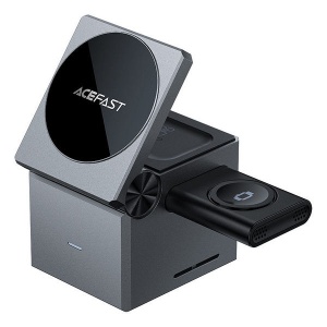 Беспроводное зарядное устройство Acefast E18 3-in-1 Cube серый (metal gray)