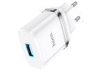 Адаптер сетевой HOCO N1 USB Single port charger белый (white)
