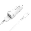 Адаптер автомобильный HOCO Z27-2USB/5V/2.4A + кабель lightning white (белый)