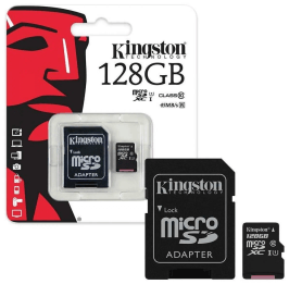 Карта памяти Micro SD 128GB Kingston Canvas + SD адаптер
