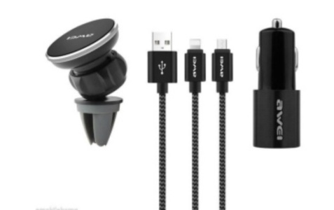 Автомобильный держатель awei X10 + Адаптер автомобильный/micro USB/lighting