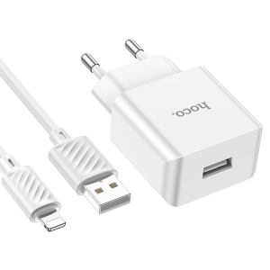 Адаптер сетевой HOCO N9 10.5W USB-lightning белый (white)