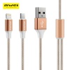 Дата кабель 2 в 1 Awei CL-70 iPhone/Micro USB gold (золото)